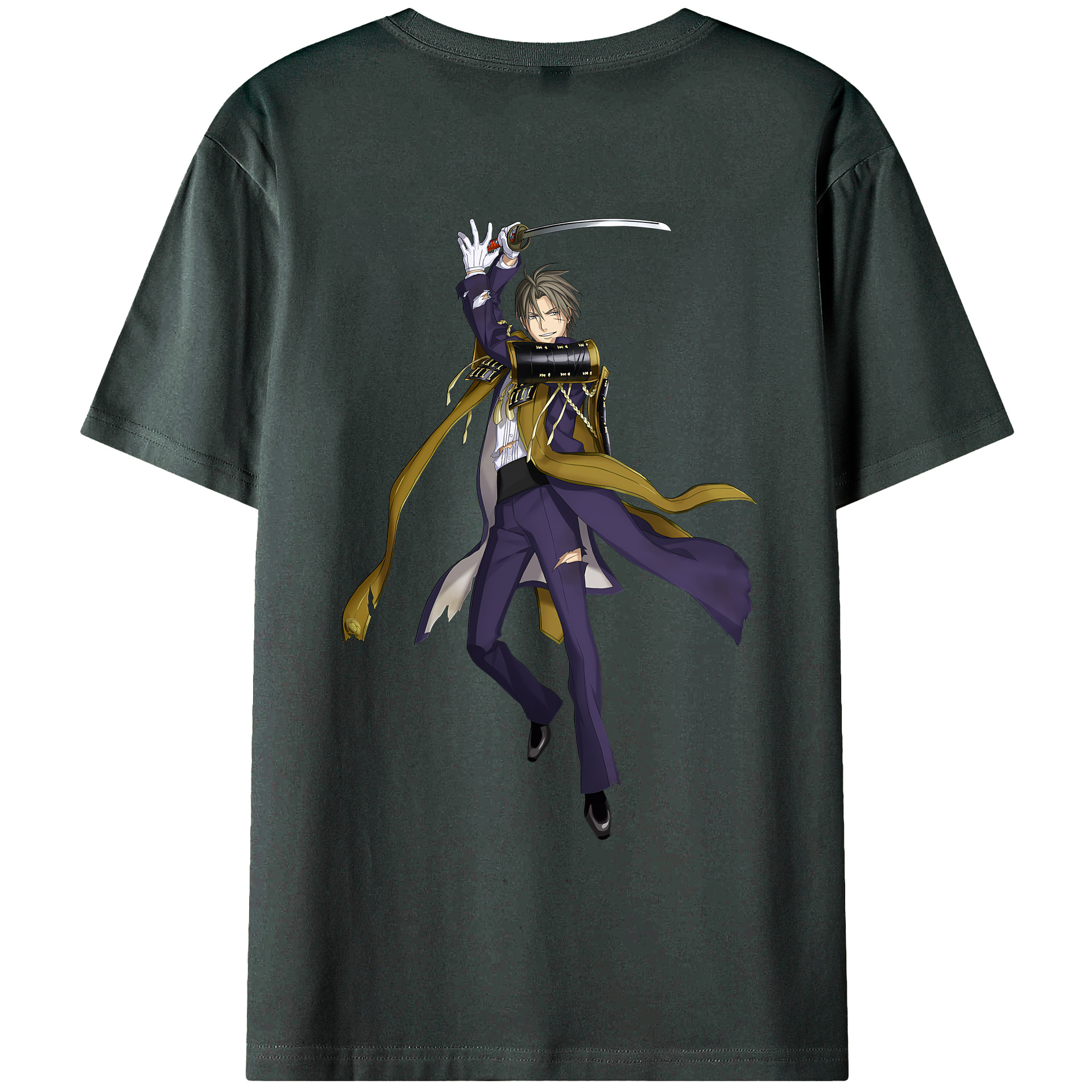 （画像用） 刀剣乱舞 Touken Ranbu 綿100％ メンズ半袖Tシャツ（バックプリント） 通気性